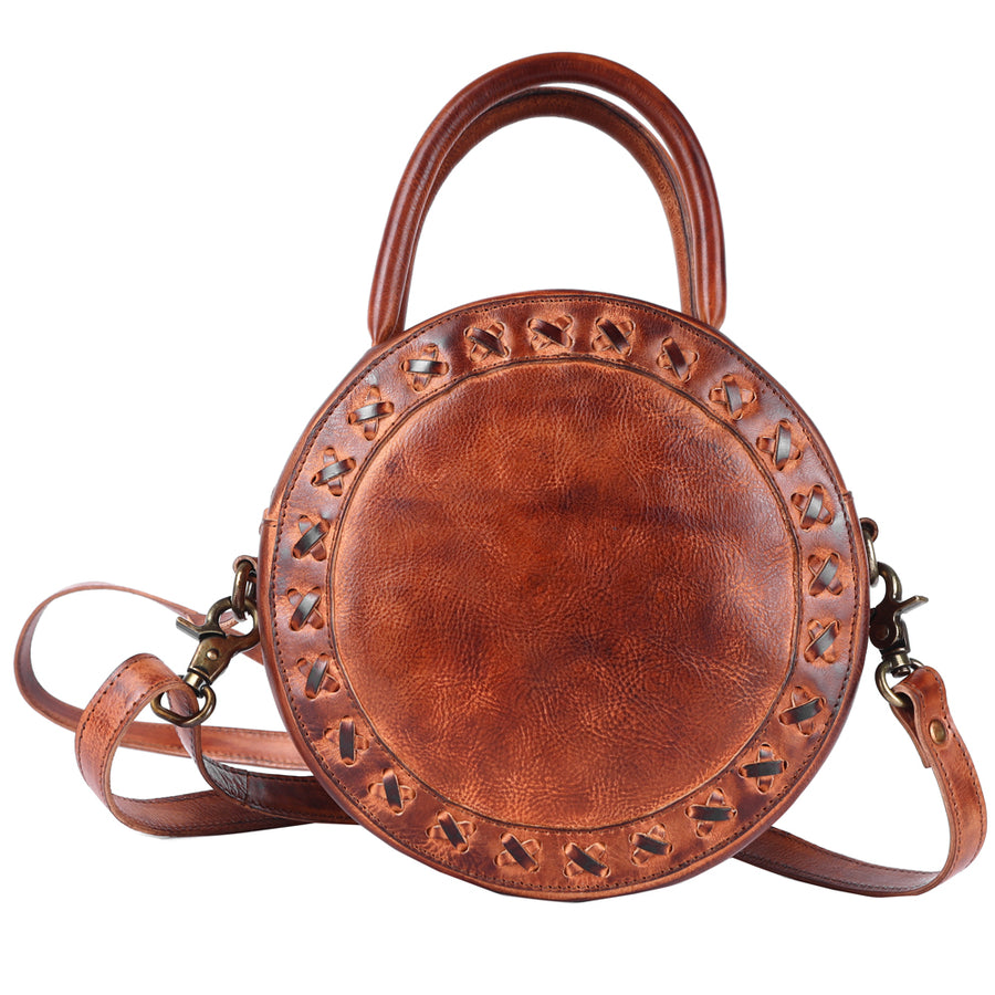 Never Mind Nmbgm136A Canteen Vintage Handmade Genuine Cowhide Leather Women Bag Western Handbag Purse
