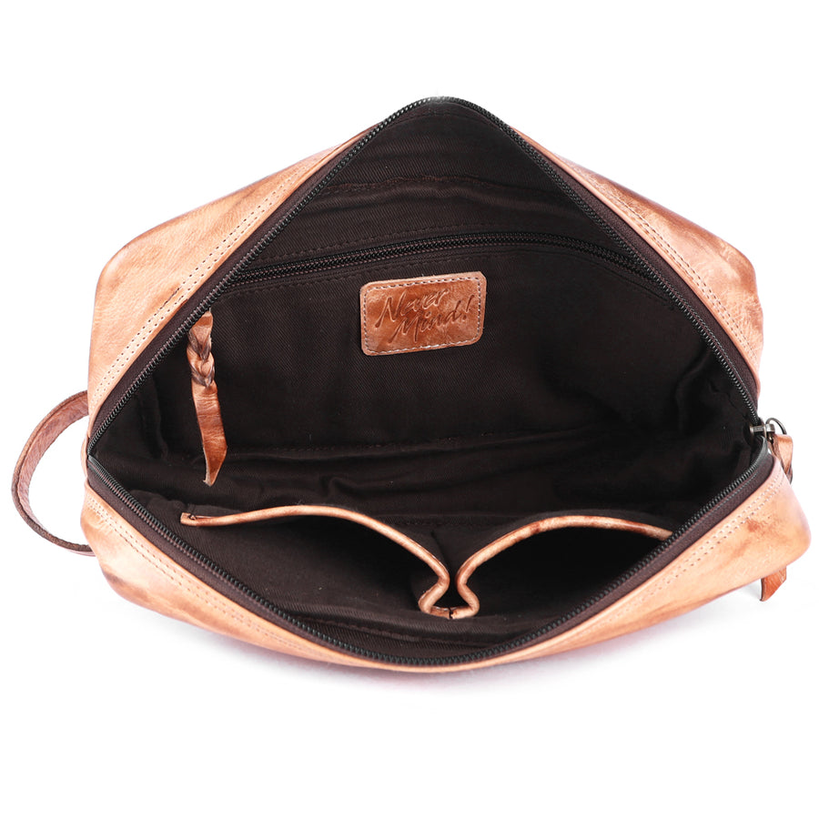Never Mind Nmbgm137A Toiletry Vintage Handmade Genuine Cowhide Leather Women Bag Western Handbag Purse