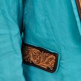 ADBZ036 Genuine leather Hand tooled hand carved Women Blazer dress jacket ladies Girl