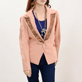 ADBZ037 Genuine leather Hand tooled hand carved Women Blazer dress jacket ladies Girl