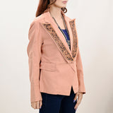 ADBZ037 Genuine leather Hand tooled hand carved Women Blazer dress jacket ladies Girl