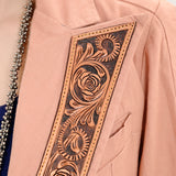 ADBZ037 Genuine leather Hand tooled hand carved Women Blazer dress jacket ladies Girl