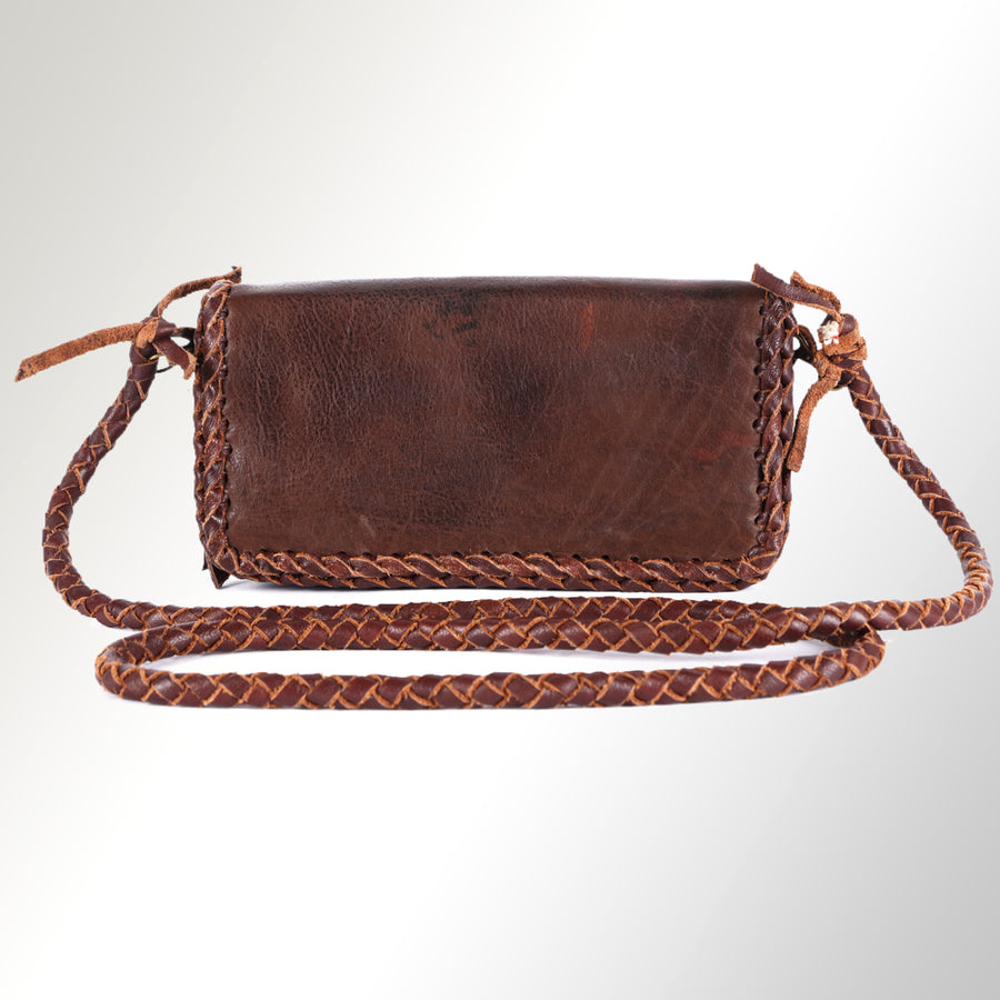 American Darling Organiser Bag Western Genuine Leather Handcrafted Purse with Braided Detail and YKK Zipper