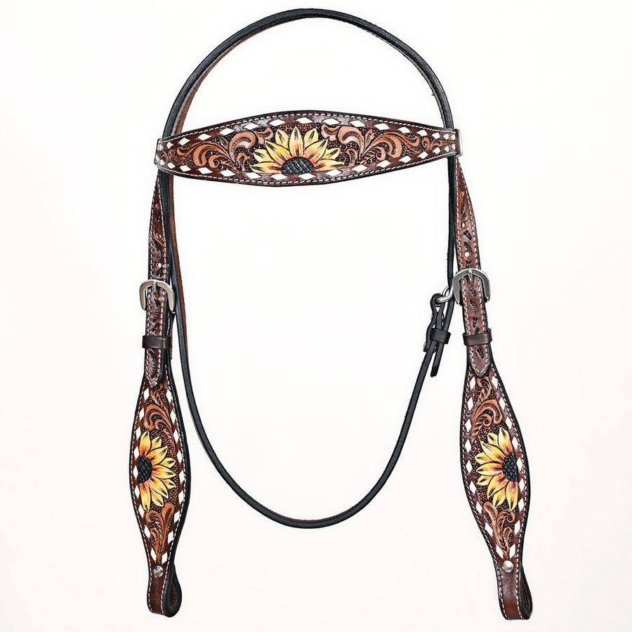 Comfytack Horse Floral Hand Painted Genuine Leather Breast Collar Headstall