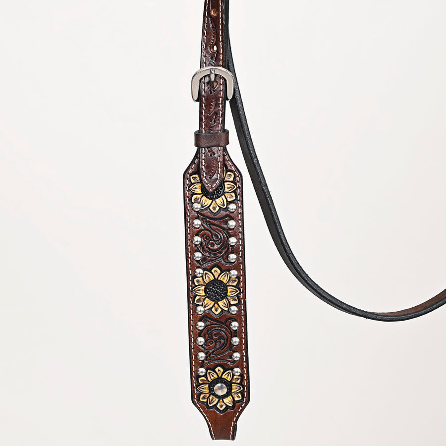 Comfytack Sunflower Western Horse Leather Breast Collar & Headstall Brown