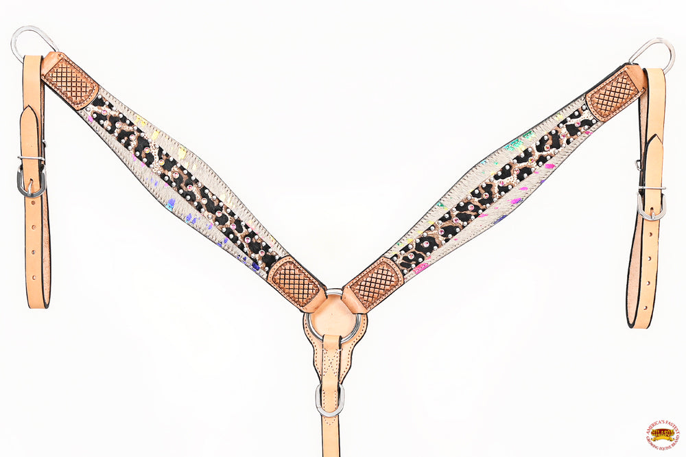 HILASON Western Horse Breast Collar American Hairon Leather Tan