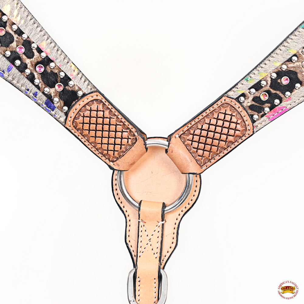 HILASON Western Horse Breast Collar American Hairon Leather Tan