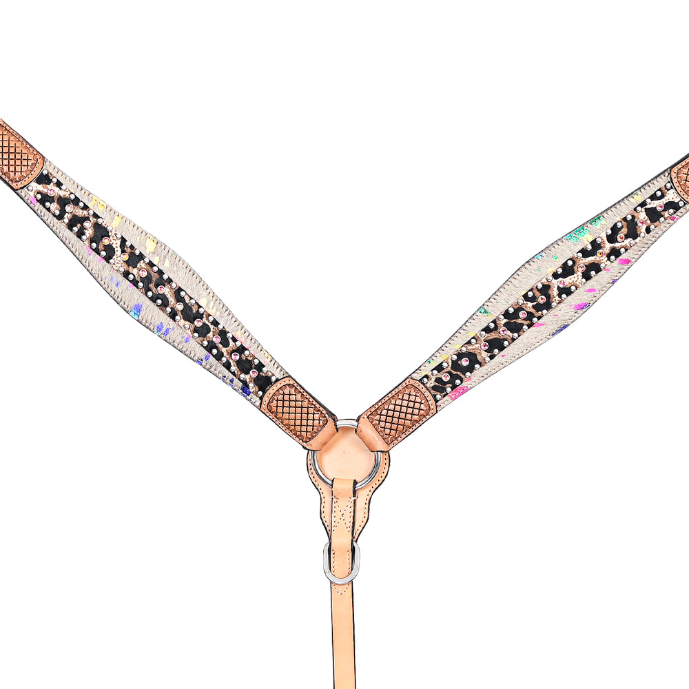 HILASON Western Horse Breast Collar American Hairon Leather Tan