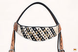 HILASON Western Horse FloralHeadstall Breast Collar Hairon Leather Tan