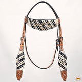 HILASON Western Horse FloralHeadstall Breast Collar Hairon Leather Tan