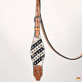 HILASON Western Horse FloralHeadstall Breast Collar Hairon Leather Tan