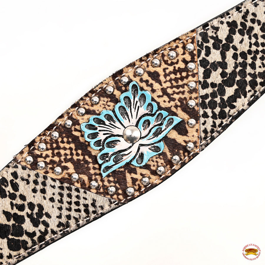 HILASON Western Horse Floral Snake Print Headstall Breast Collar Set Leather Brown | Tack for Horses