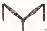 HILASON Western Horse Floral Headstall Breast Collar Leather Brown