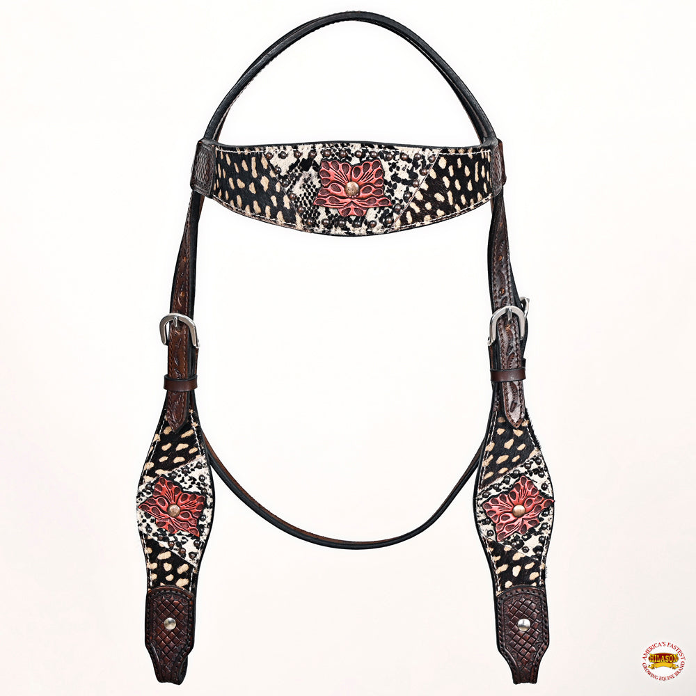 HILASON Western Horse Floral Headstall Breast Collar Leather Brown
