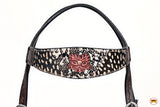 HILASON Western Horse Floral Headstall Breast Collar Leather Brown