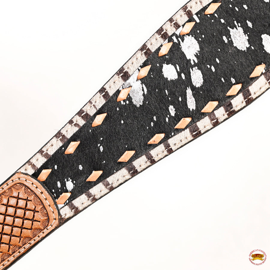 HILASON Western Horse Floral Headstall Breast Collar Set Hair-On Leather Tan with Black | Tack for Horses