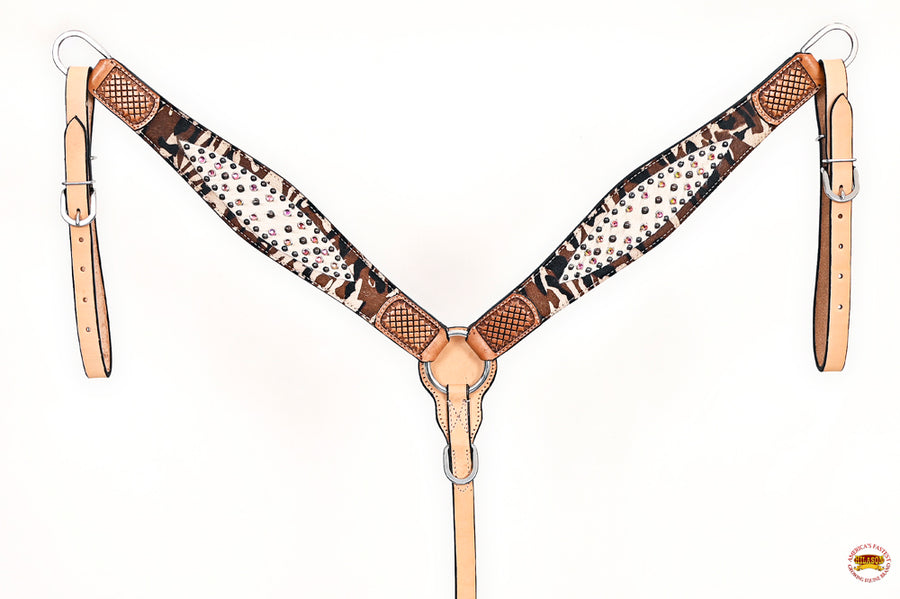 HILASON Western Horse Headstall Breast Collar American Leather Tan