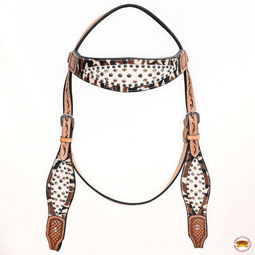 HILASON Western Horse Headstall Breast Collar Leather Tan