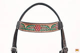 HILASON Western Horse Floral Headstall Breast Collar Leather Brown