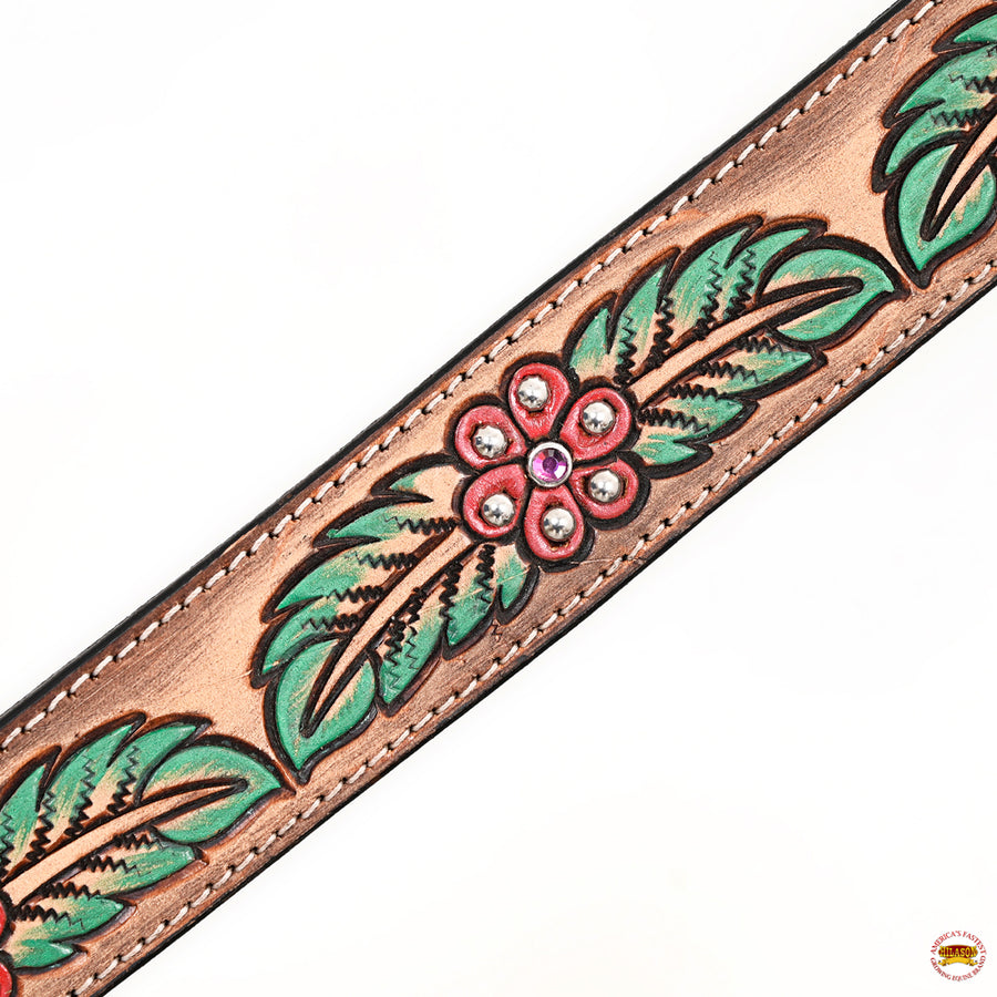 HILASON Western Horse Floral Headstall Breast Collar Set American Leather Brown | Tack for Horses
