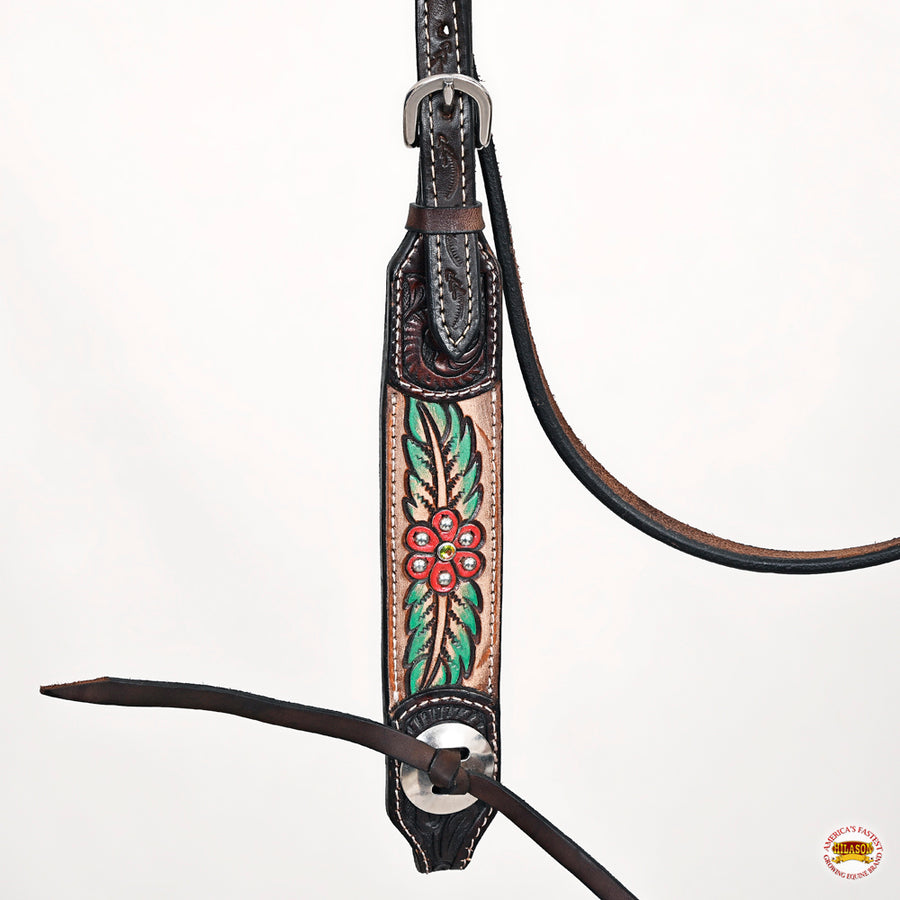 HILASON Western Horse Floral Headstall Breast Collar Set American Leather Brown | Tack for Horses
