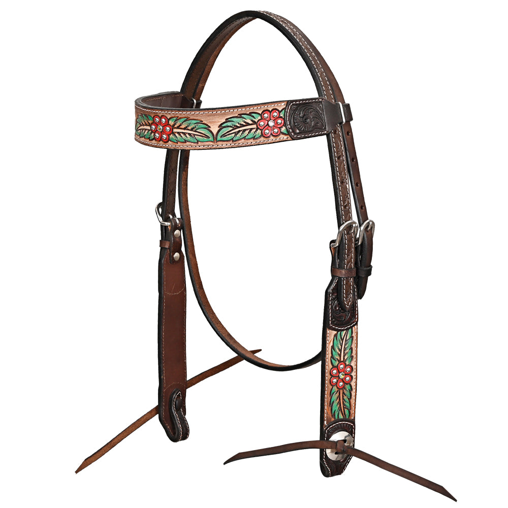 HILASON Western Horse Floral Headstall Breast Collar Leather Brown