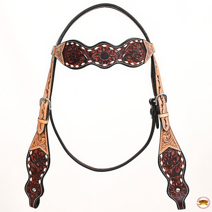 HILASON Western Horse Headstall & Breast Collar American Leather Hand Carving