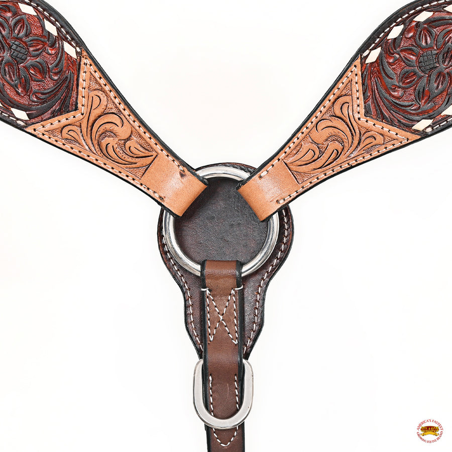 HILASON Western Horse Floral Headstall Breast Collar Set American Leather Brown | Tack for Horses