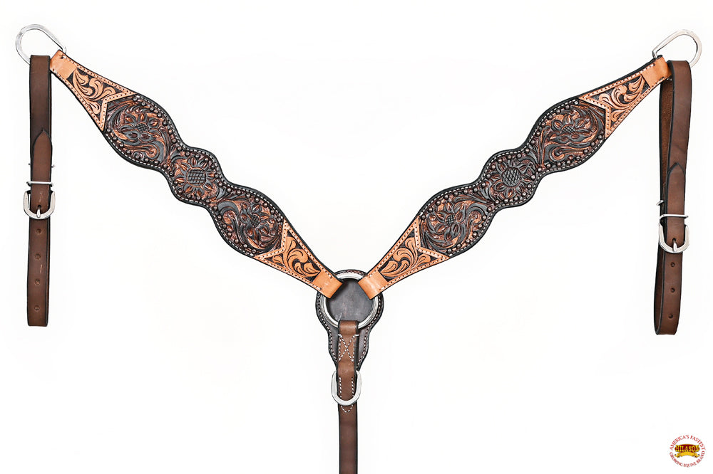 HILASON Western Horse Headstall Breast Collar Leather Brown