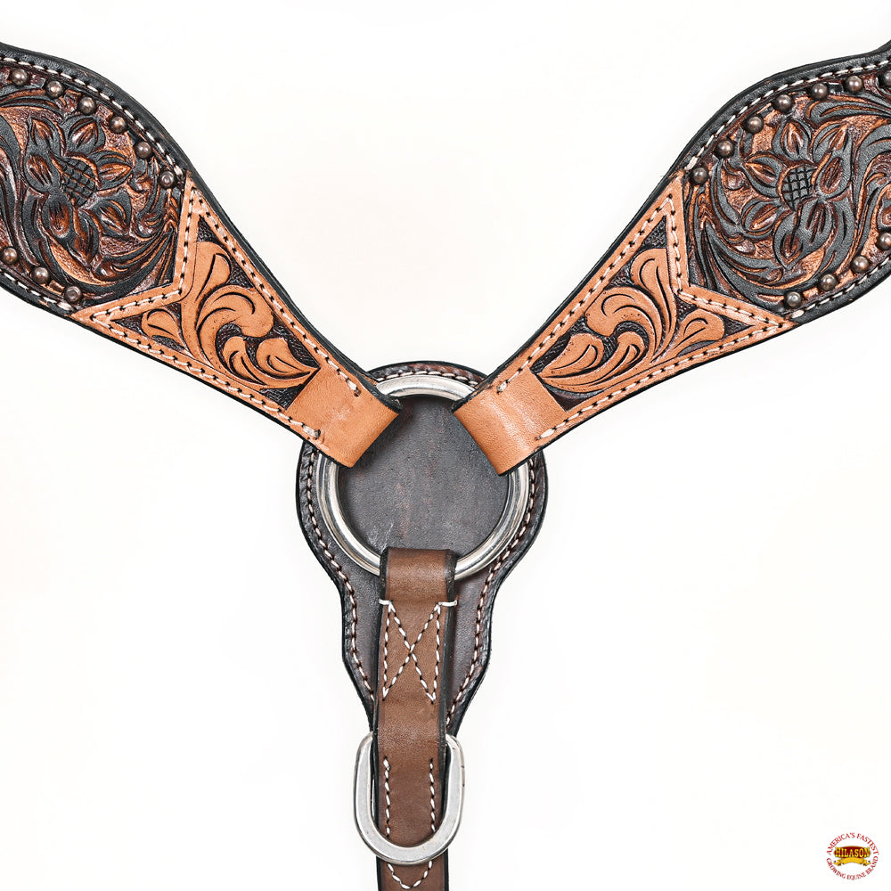 HILASON Western Horse Headstall Breast Collar Leather Brown