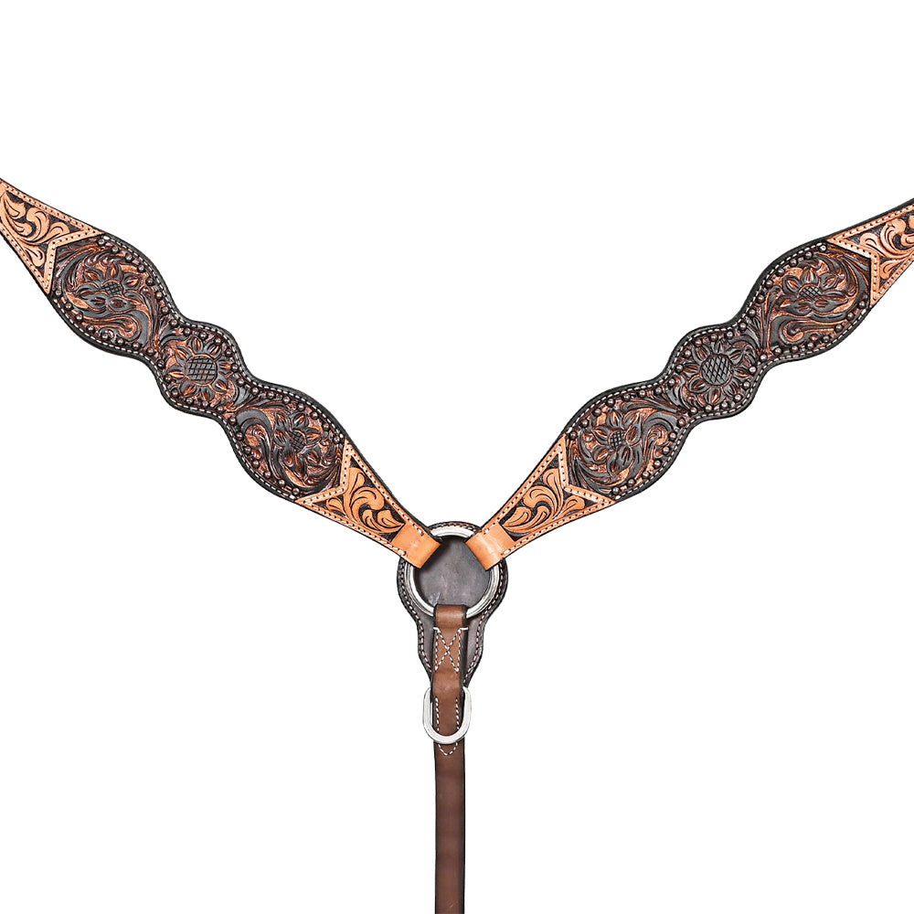 HILASON Western Horse Headstall Breast Collar Leather Brown