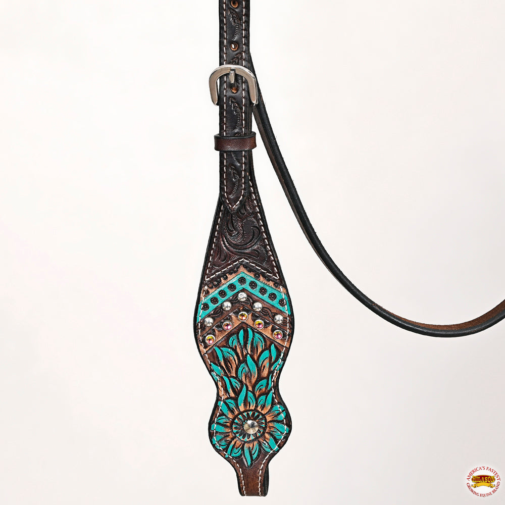 HILASON Western Horse Headstall Breast Collar Leather Brown