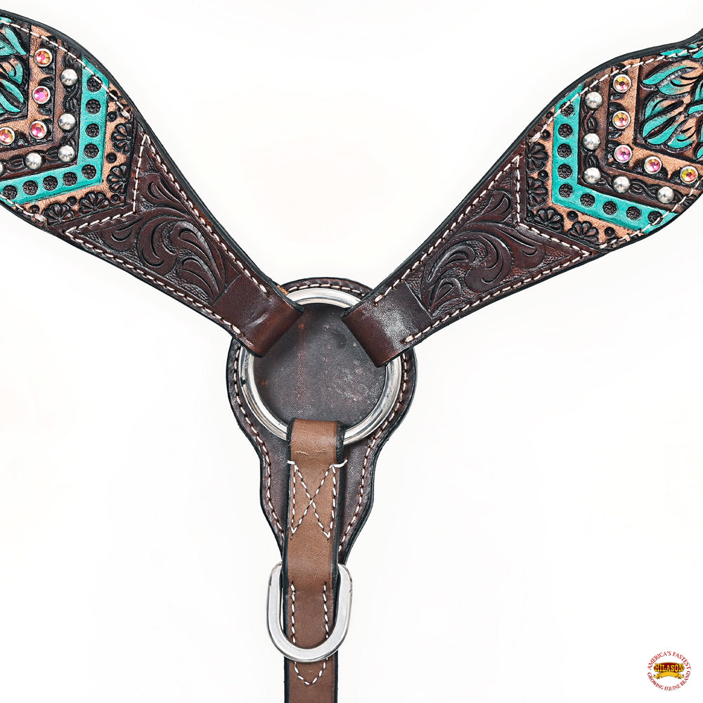 HILASON Western Horse Headstall Breast Collar Leather Brown