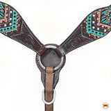 HILASON Western Horse Headstall Breast Collar Leather Brown