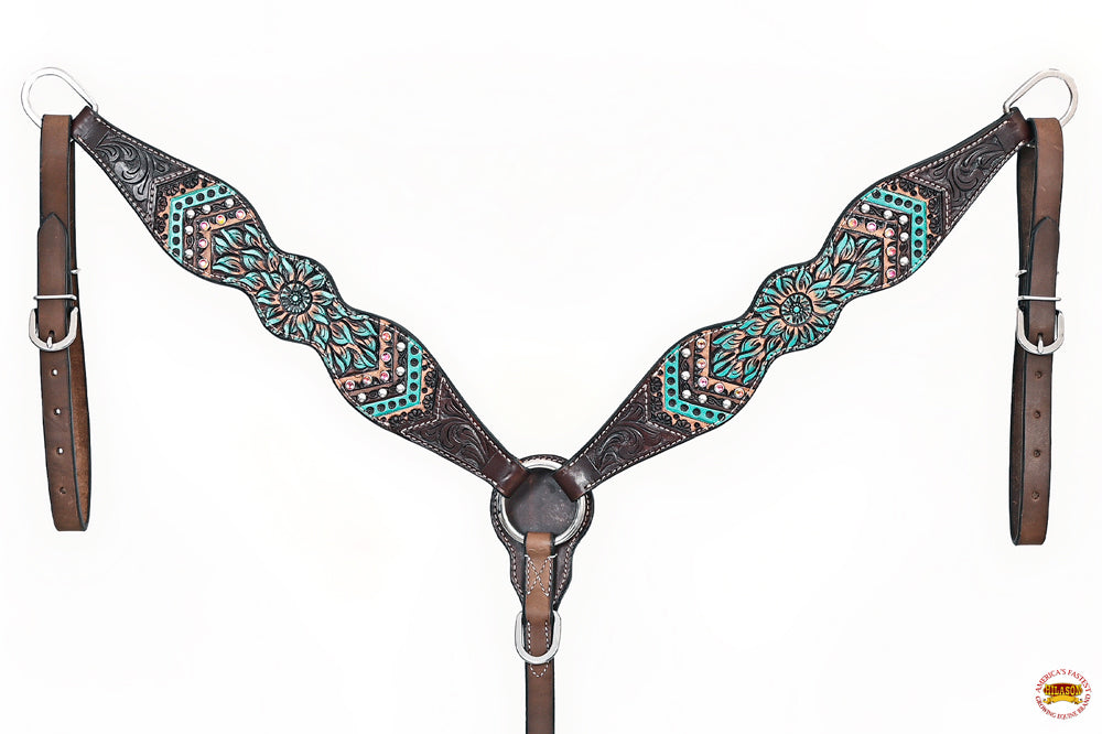 HILASON Western Horse Headstall Breast Collar Leather Brown
