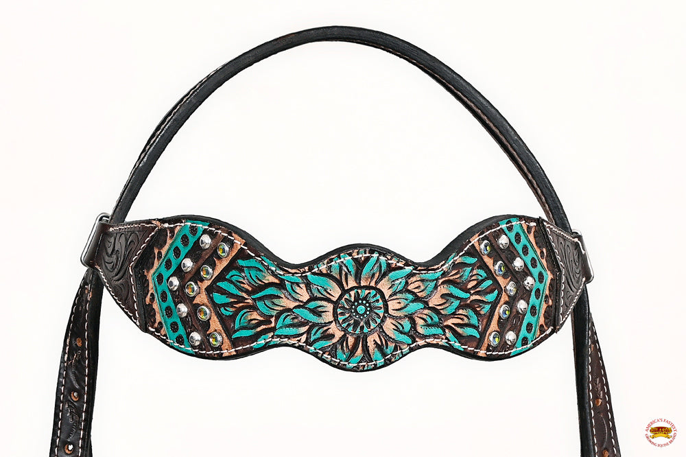HILASON Western Horse Headstall Breast Collar Leather Brown