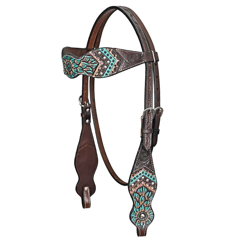 HILASON Western Horse Headstall Breast Collar Leather Brown