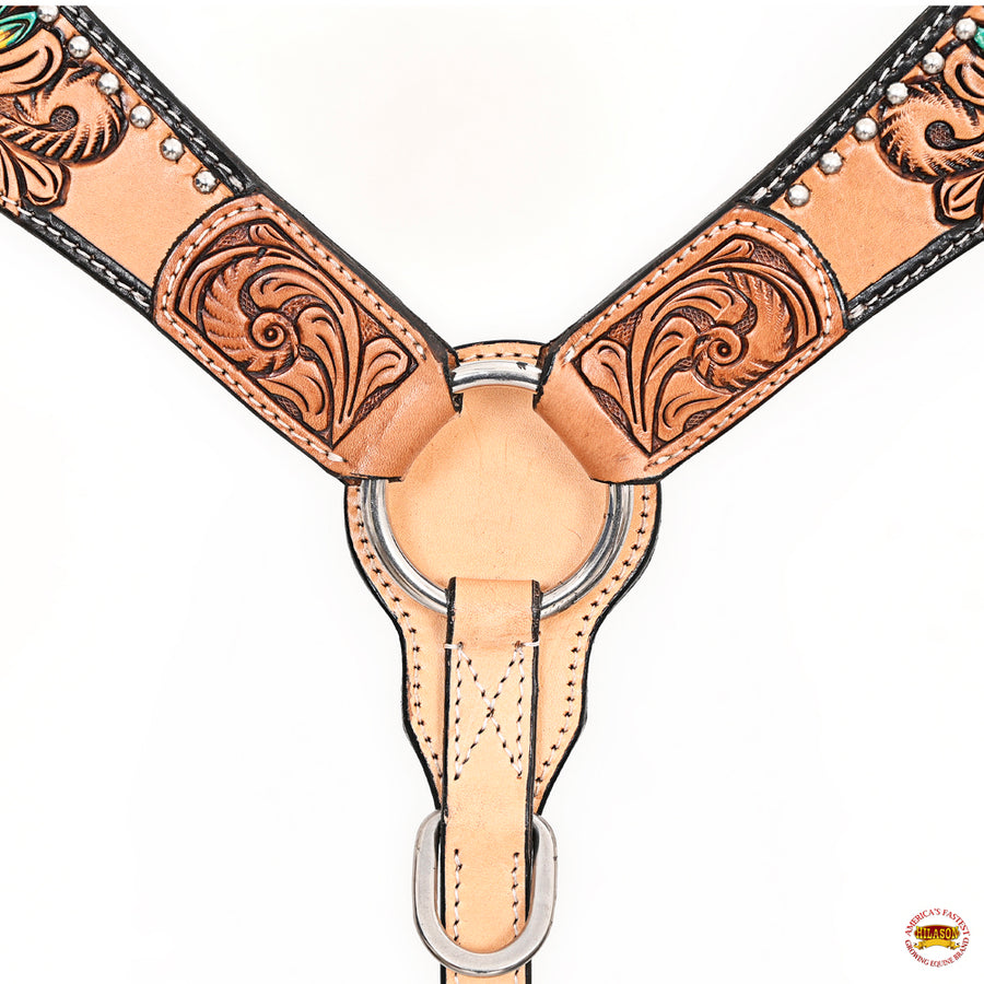 HILASON Western Horse Headstall Breast Collar American Leather Tan