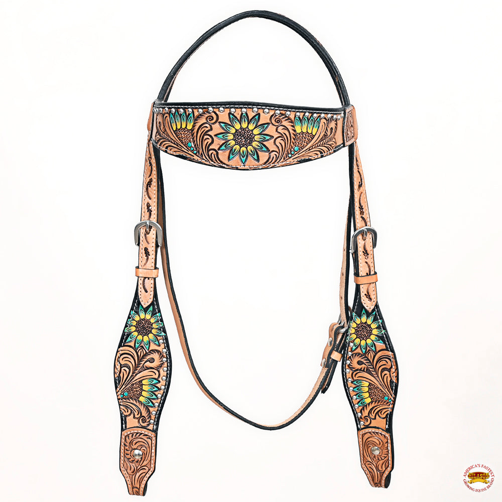 HILASON Western Horse Headstall Breast Collar Leather Tan