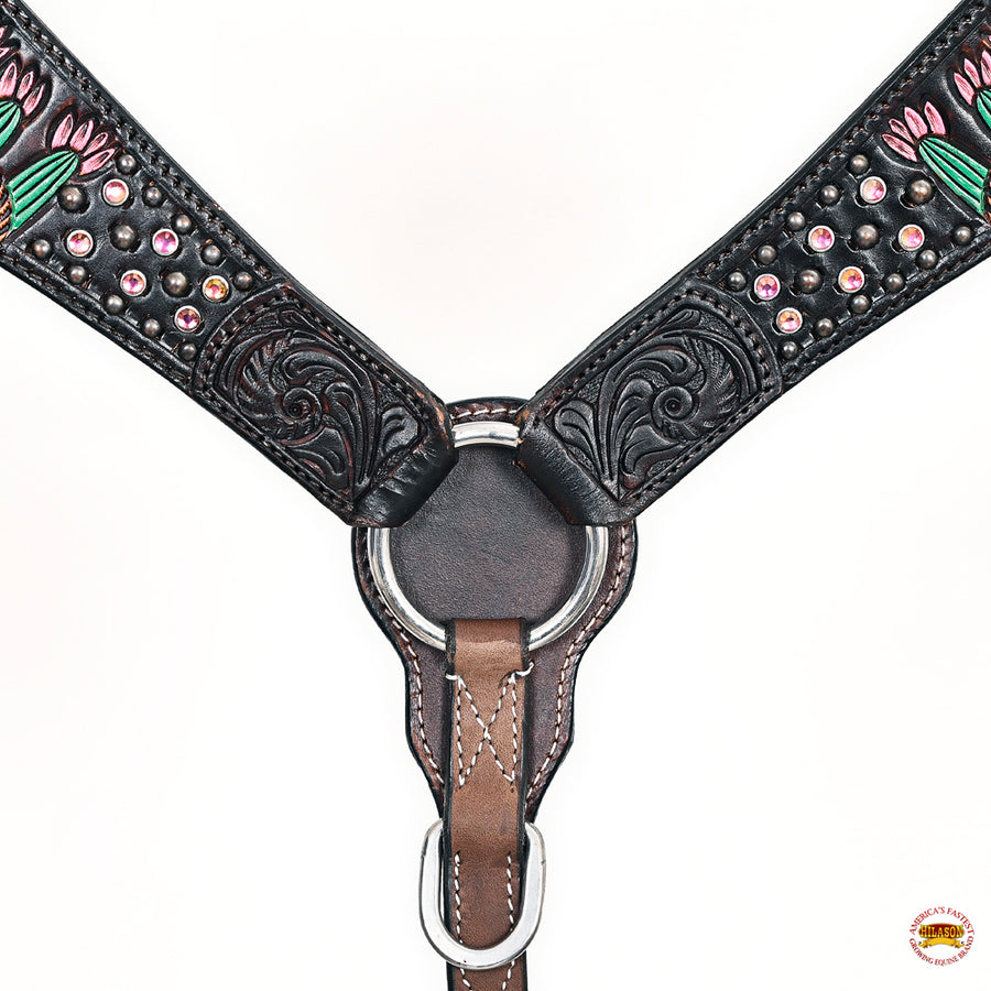 HILASON Western Horse Floral Headstall Breast Collar Set American Leather Brown | Tack for Horses