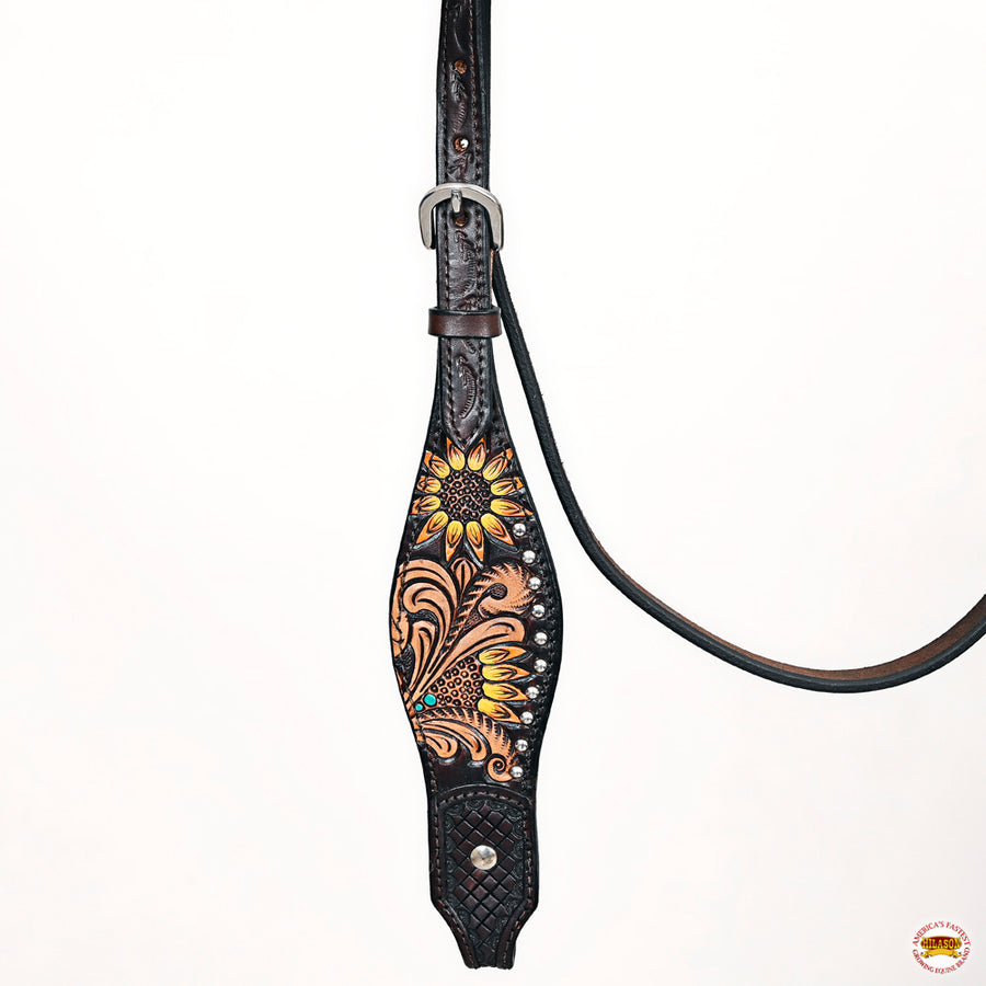HILASON Western Horse Floral Headstall Breast Collar Set American Leather Brown | Tack for Horses