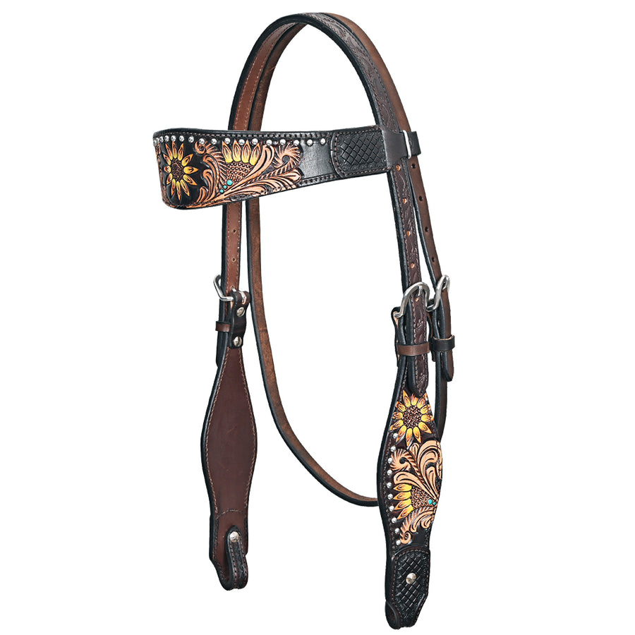 HILASON Western Horse Headstall American Leather Brown - Uhorse