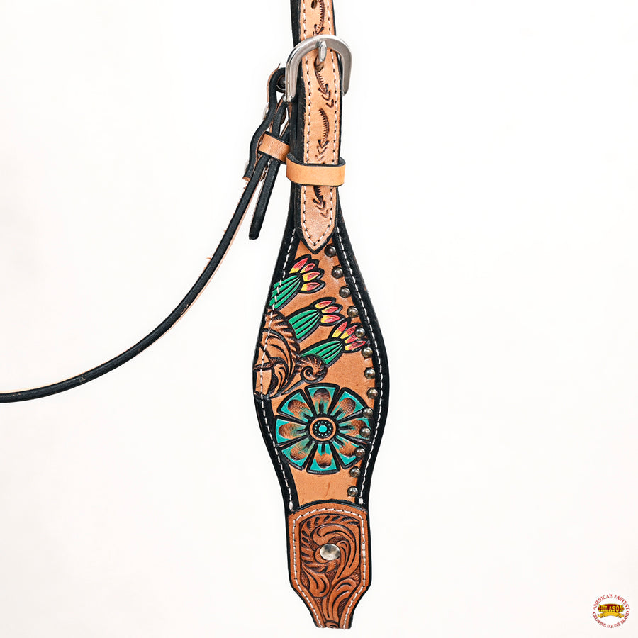 HILASON Western Horse Headstall & Breast Collar American Leather Floral Carving