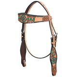 HILASON Western Horse Headstall Breast Collar Leather Tan