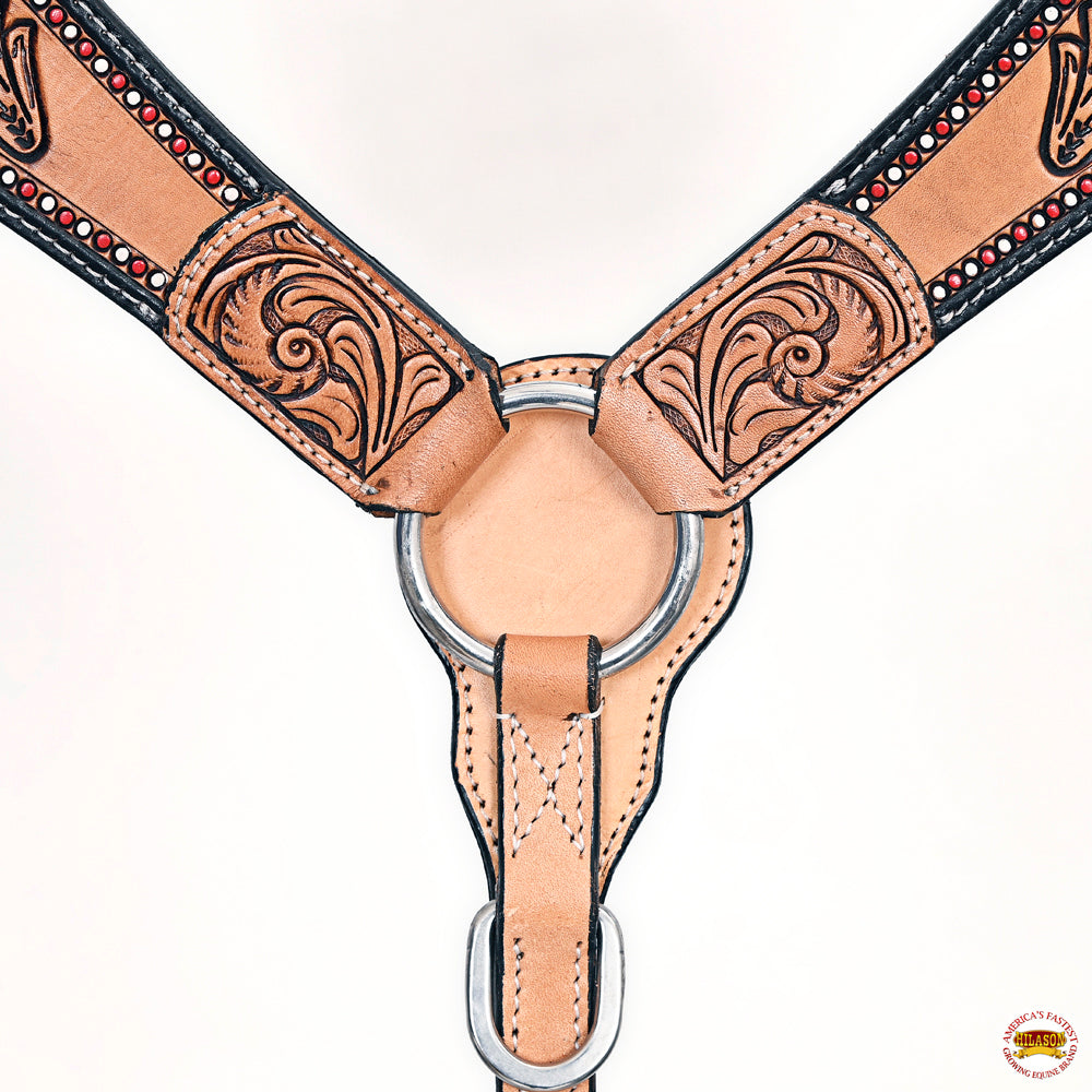 HILASON Western Horse Headstall Breast Collar Leather Tan