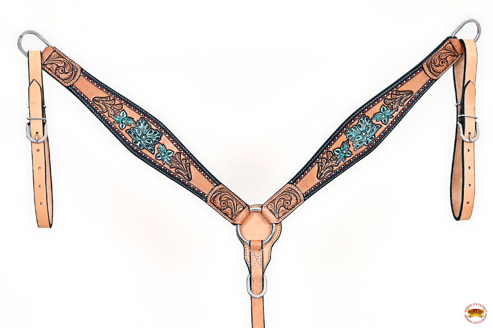 HILASON Western Horse Headstall Breast Collar Leather Tan