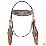 HILASON Western Horse Headstall Breast Collar Leather Tan