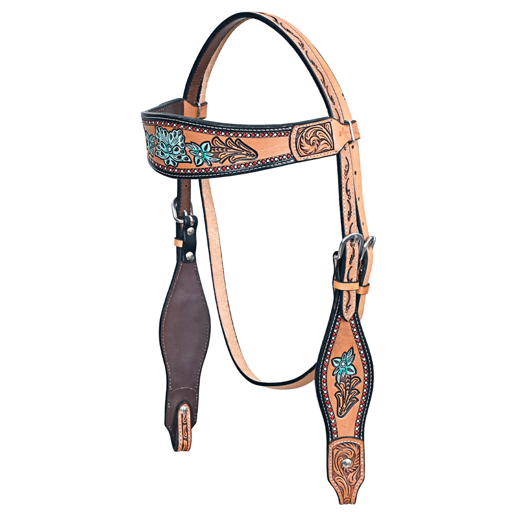 HILASON Western Horse Headstall Breast Collar Leather Tan