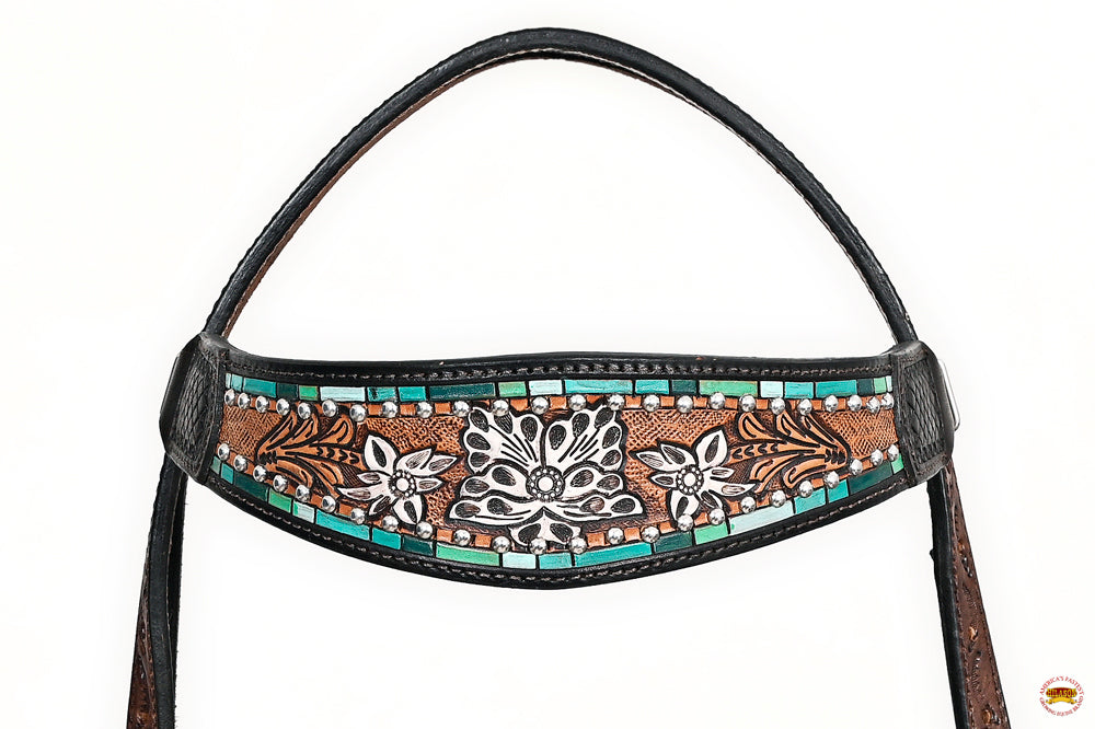 HILASON Western Horse Headstall Breast Collar Leather Brown