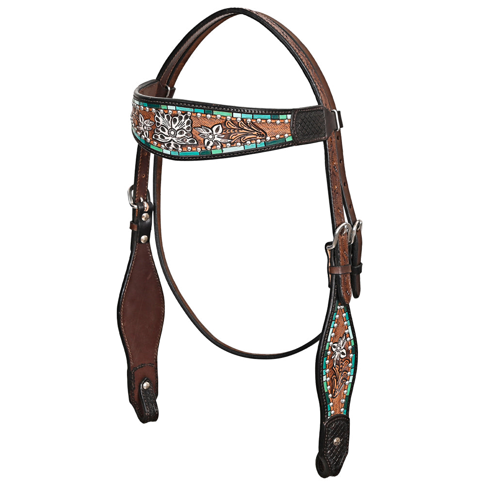 HILASON Western Horse Headstall Breast Collar Leather Brown